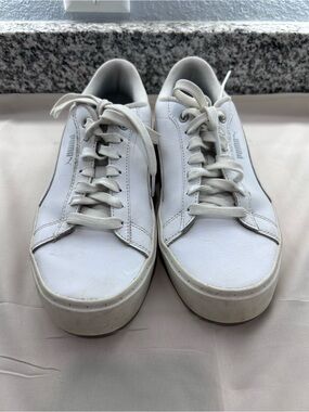 Puma Men's White Low-Top Leather Sneakers
